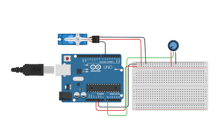 Circuit design SERVO MOTOR CONTROL USING POTENTIOMETER - Tinkercad