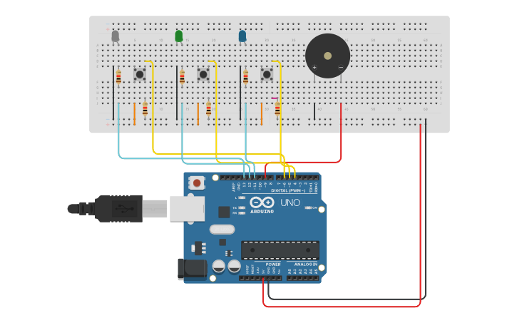 Circuit design MIRANDA BUTTON GAME A - Tinkercad
