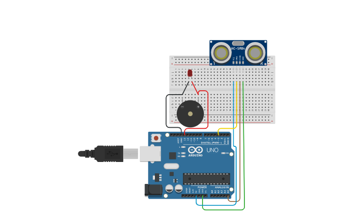 Circuit design Sensor con Led - Tinkercad