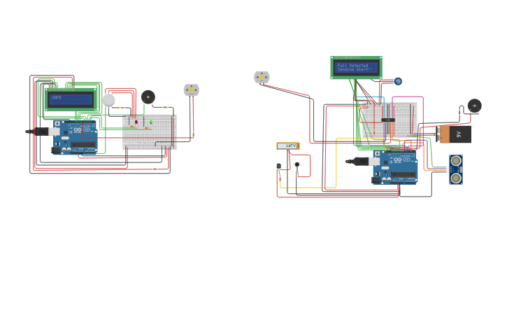 Circuit design FALL DETECTION - Tinkercad