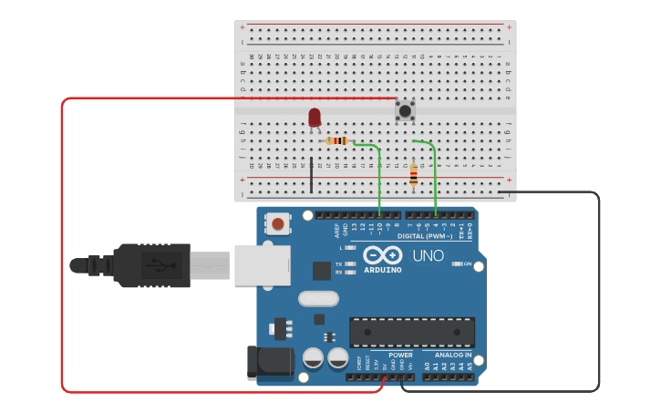 Circuit design BLOQUE 2 - led con pulsador - Tinkercad