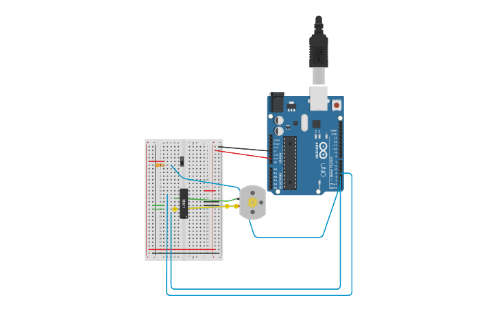 Circuit design DC Motor Control Using an H-Bridge - Tinkercad