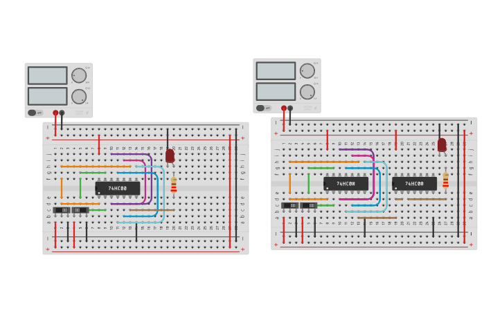 Circuit design ex or & ex nor - Tinkercad
