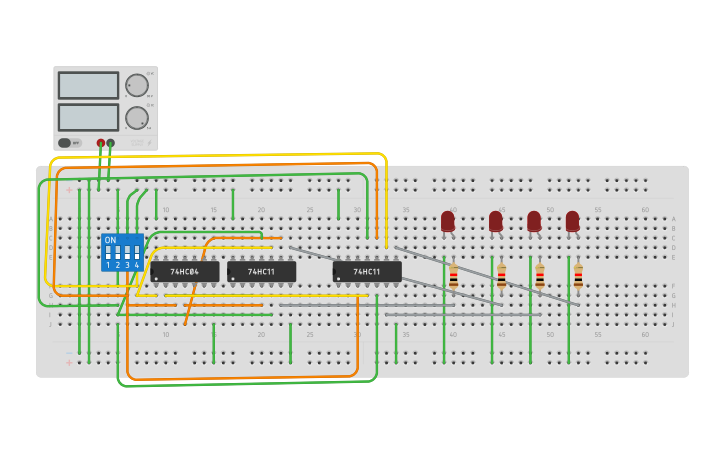 Circuit design 1:4 demux - Tinkercad