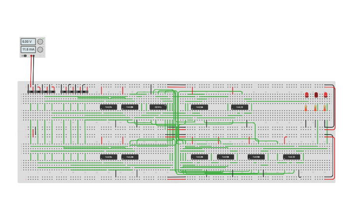 Circuit design 4 bit comparator - Tinkercad