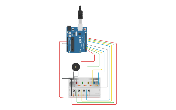 Circuit design Simón Dice - Tinkercad