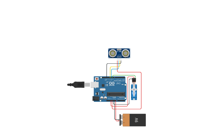 Circuit design ultrasonic sensor project 2 - Tinkercad
