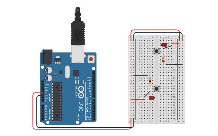 Circuit design 2 Switch LED - Tinkercad