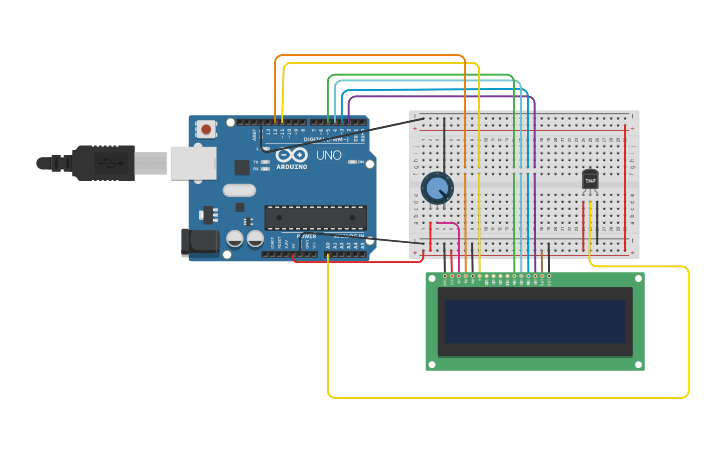 Circuit design LCD + LM35 - Tinkercad