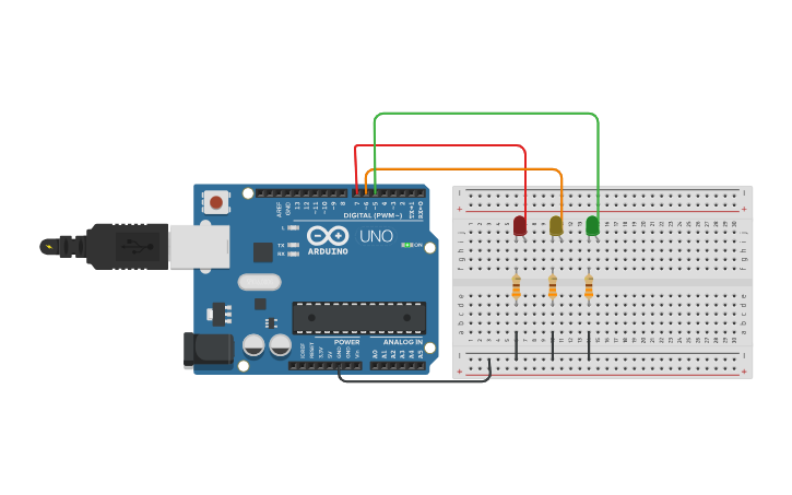Circuit design Traffic light using arduino - Tinkercad