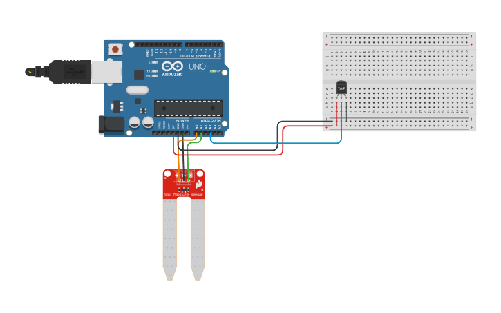 Circuit design Humidity and Temperature Sensor - Tinkercad