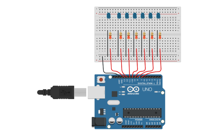 Circuit design Arduino + LED // 10! - Tinkercad
