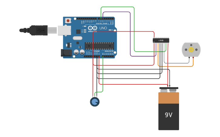 Circuit design Arduino – Motor RGB LED Control System - Tinkercad