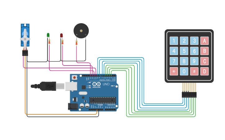 Password Keypad Lock Arduino Circuit design Arduino Keypad Password Lock with Servo Motor and Buzzer ...