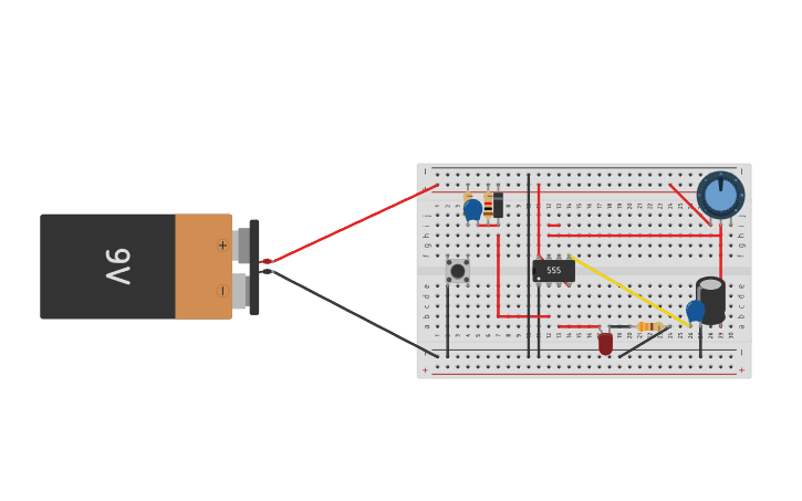 Monostable Circuit Using 555 Using Rcad Software Circuit design 555 timer monostable - Tinkercad