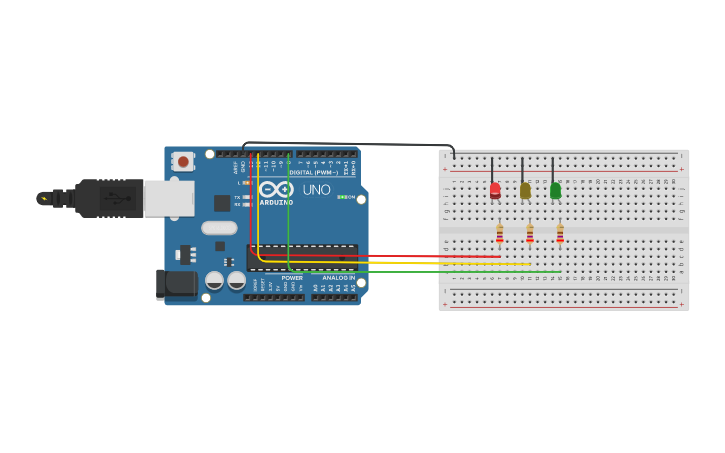 Circuit design Semaforo Arduino - Tinkercad