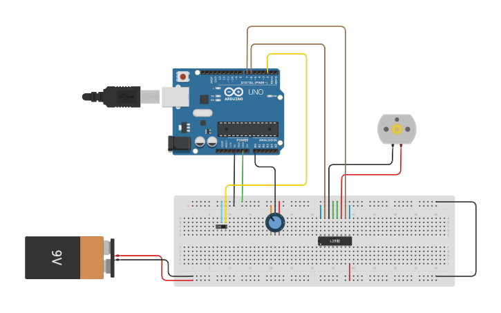 Circuit design Kontrol sebuah motor DC dengan Arduino - Tinkercad