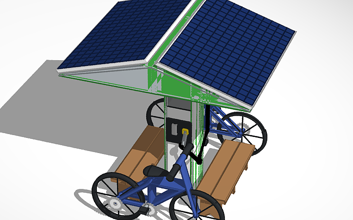 3D design Solar Charging Station untuk Sepeda Listrik - Tinkercad