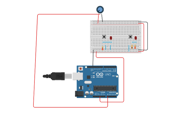 Circuit design PULL UP y PULL DOWN - Tinkercad