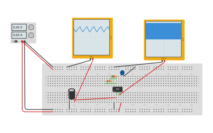 Circuit design Astable Multivibrator 555 Timer 60% duty cycle - Tinkercad