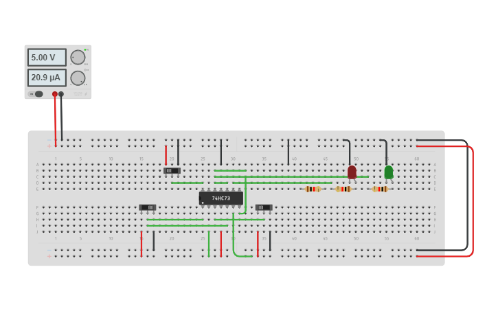 Circuit design 20. Synchronous Counter using JK Flip Flop - Tinkercad