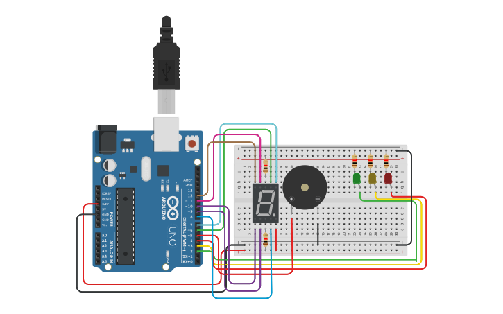 Circuit design Traffic Light Control System - Tinkercad