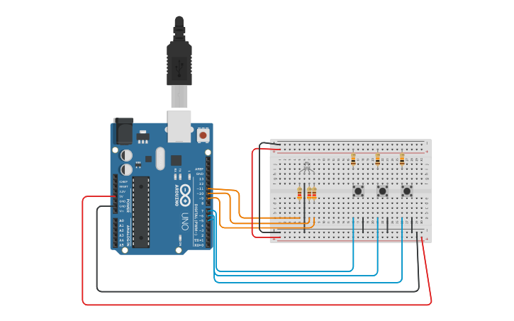 Circuit design led rgb - Tinkercad