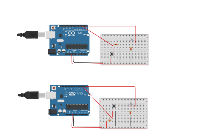 Circuit design Resistencias Pull Up y Pull Down - Tinkercad