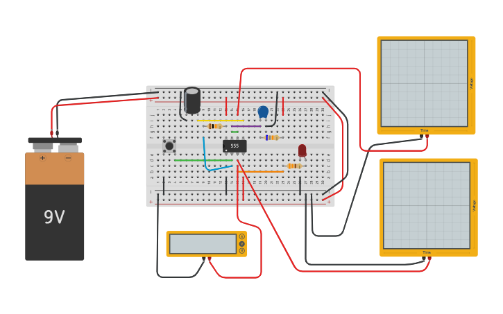 Monostable Circuit Using 555 Using Rcad Software Circuit design 555 Monostable - Tinkercad