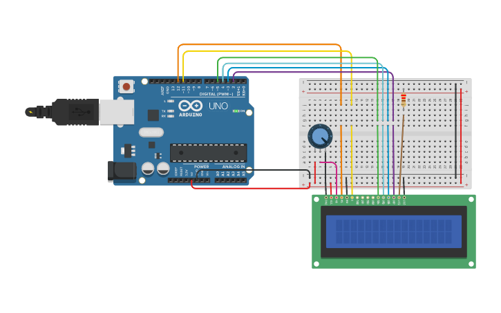 Circuit design LCD - Tinkercad