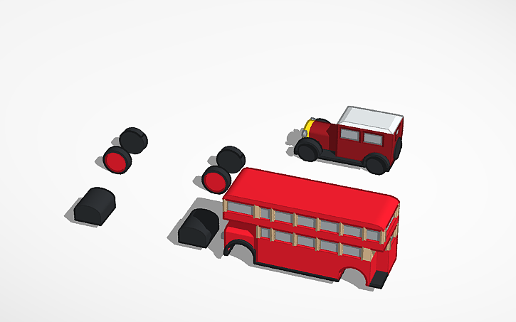 3D design Caroline The Car and Bulgy The Double Decker Bus - Tinkercad