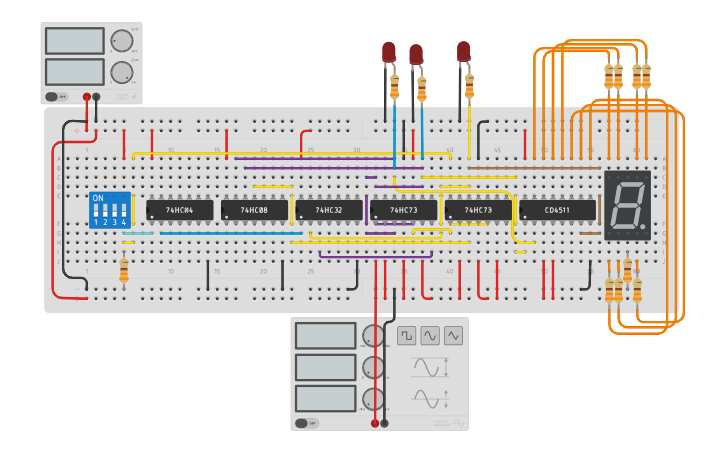 Circuit design a counter with switch and seven segment display - Tinkercad