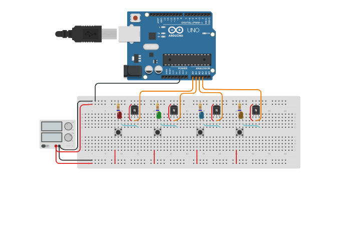 Circuit design Arduino Override For Button Press - Tutorial - Tinkercad