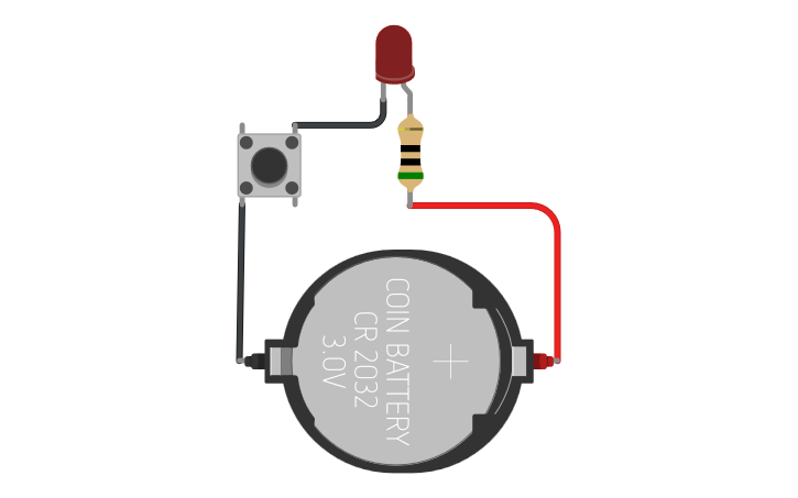Circuit design LED Button - Tinkercad