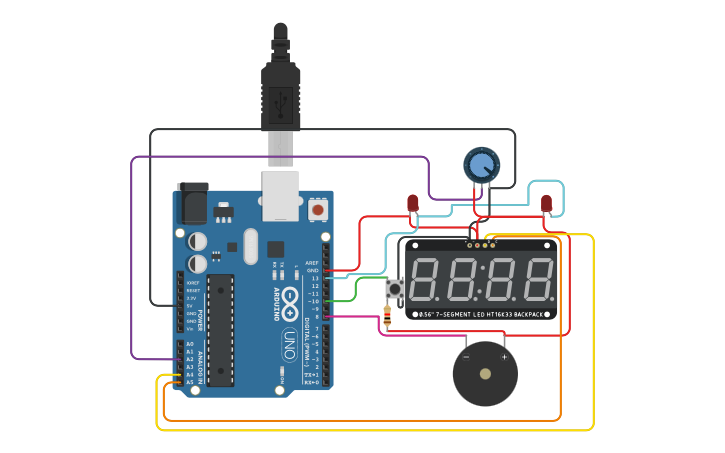 Circuit design Countdown Timer - Tinkercad