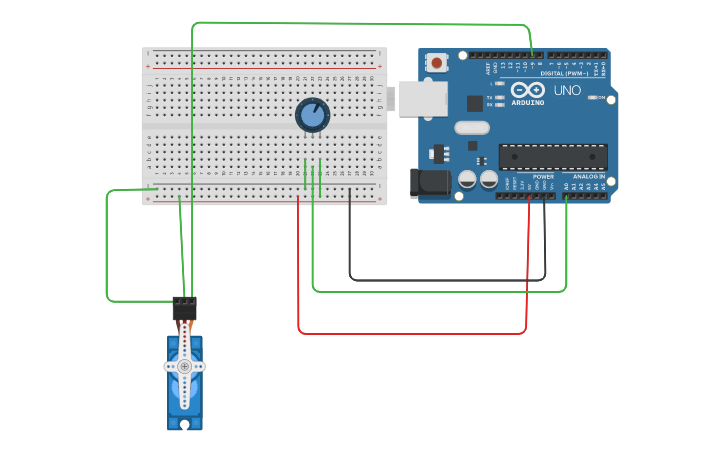 Circuit design servo motor using potentiometer - Tinkercad