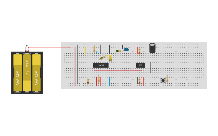 Circuit design Flip Flop JK with 555 timer - Tinkercad