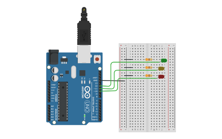 Circuit design Multiple LED - Tinkercad