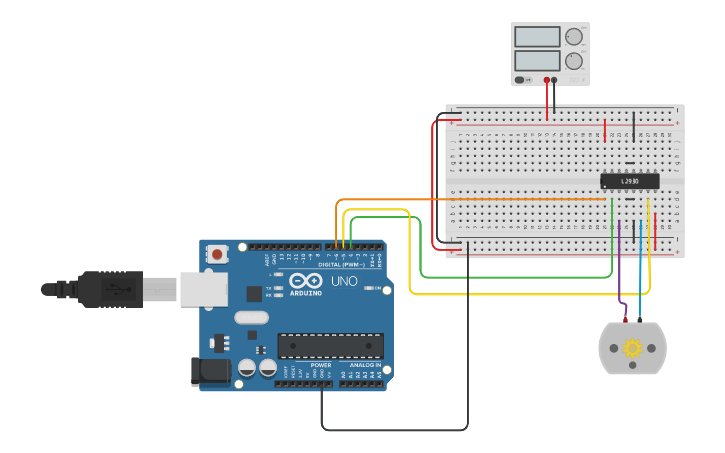 Circuit design L293D with arduino - Tinkercad