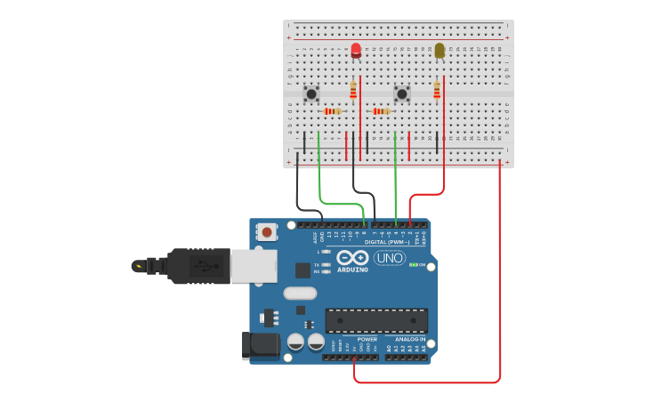 Circuit design Pull Up Pull Down - Tinkercad