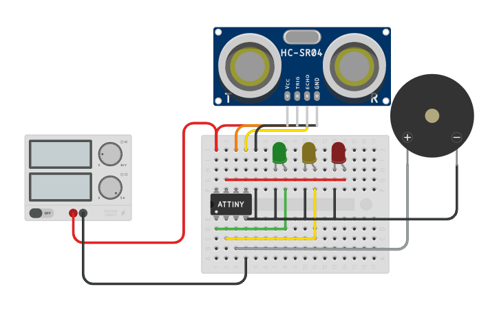 Distance Sensor With Buzzer Circuit design Ultrasonic Distance Sensor with LED Indicator and Buzzer ...