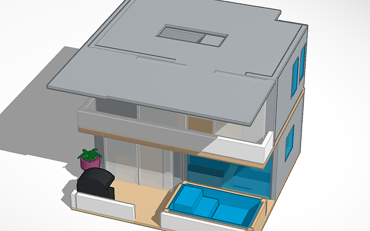 Modern Tinker 3D design modern house - Tinkercad