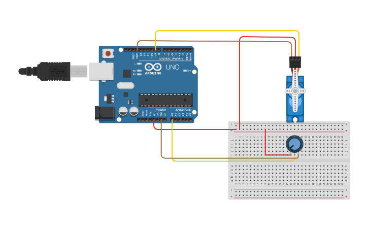 Circuit design Servo pot - Tinkercad