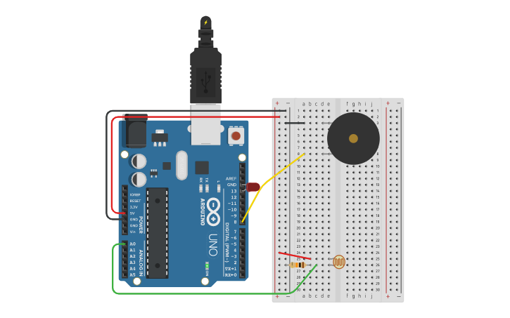 Circuit design Chapter 6: Light Theremin - Tinkercad