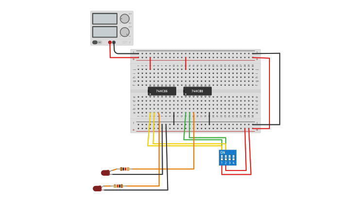 Circuit design Half Adder using Logic Gates - Tinkercad