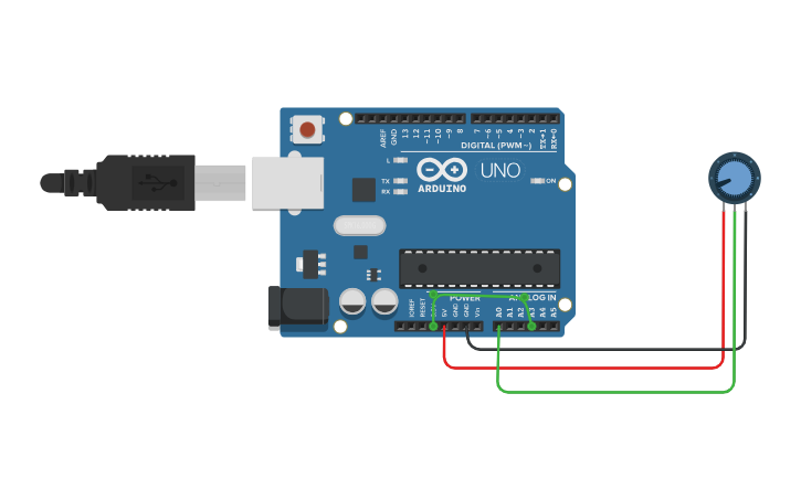 Circuit design arduino potentiometer readAnalogVoltage - Tinkercad