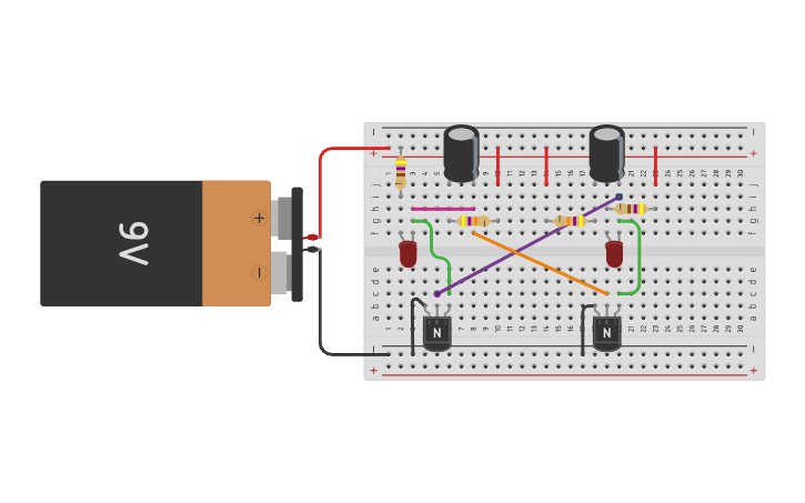 Circuit design Two Transistor LED Flasher Circuit - Tinkercad