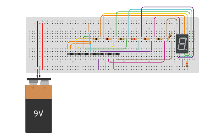 Circuit design 7 segment display - Tinkercad