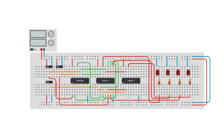 Circuit design 1:4 DEMUX - Tinkercad