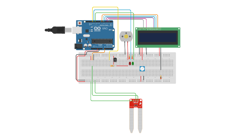 Circuit design Arduino Uno as Soil Moisture Sensor - Tinkercad